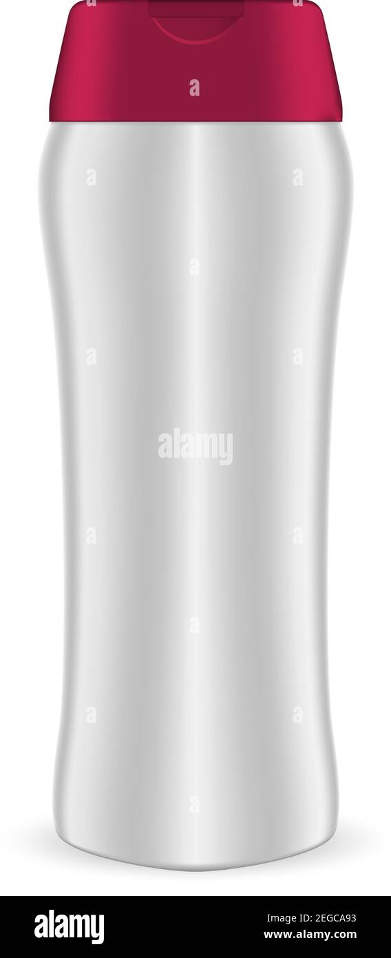Shampoo Flasche Vektor-Vorlage. Plastic 3D Blank für Körperseife, Lotion, Creme Produkt. Werbepaket Kollektion. Schablone Für Ovale Tuben Nach Oben. Isolat Stock Vektor
