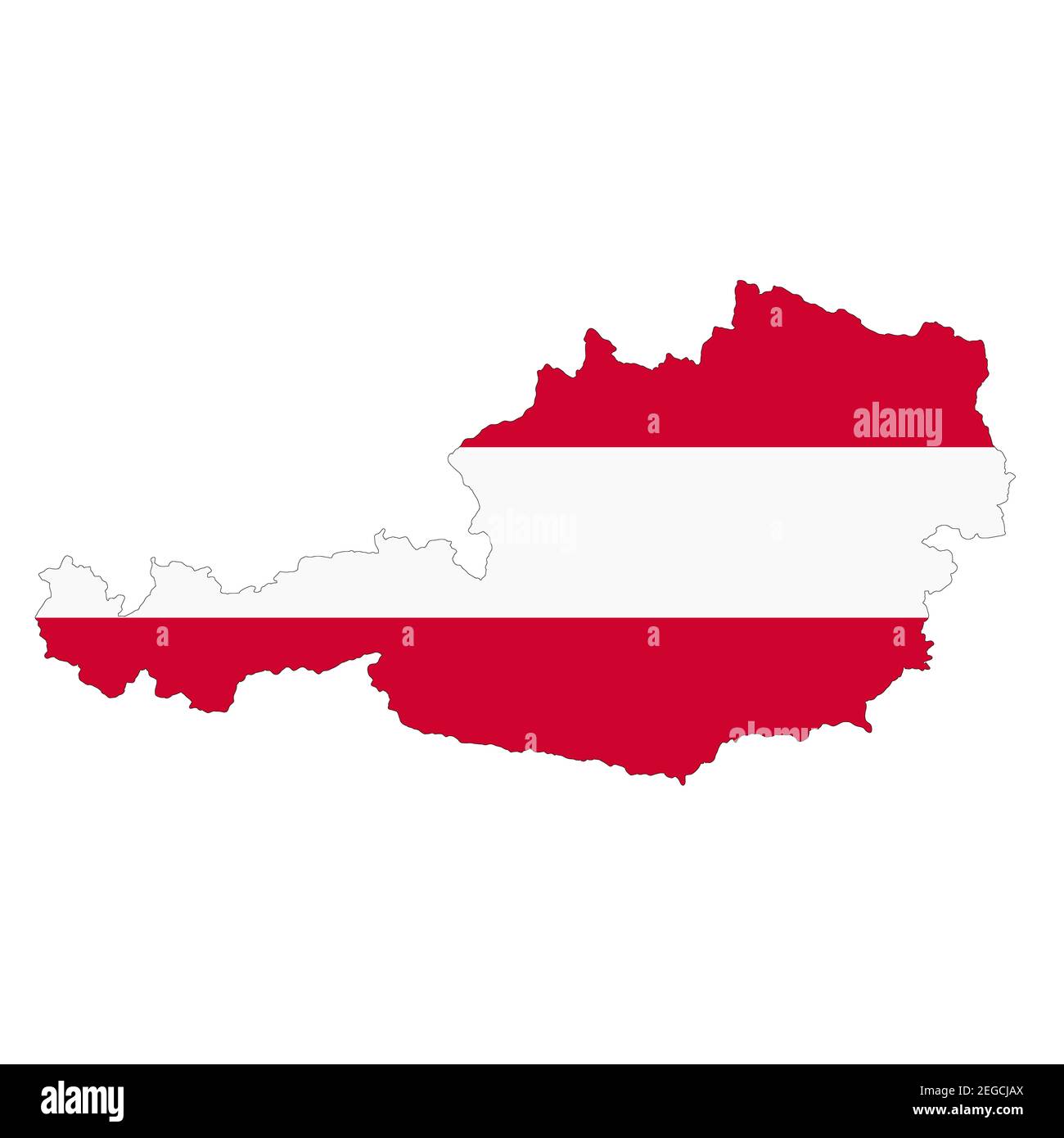 Österreich-Karte auf weißem Hintergrund mit Beschneidungspfad Stockfoto