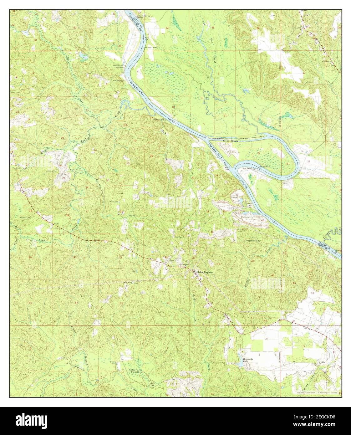 St Stephens, Alabama, Karte 1972, 1:24000, Vereinigte Staaten von Amerika von Timeless Maps, Daten U.S. Geological Survey Stockfoto