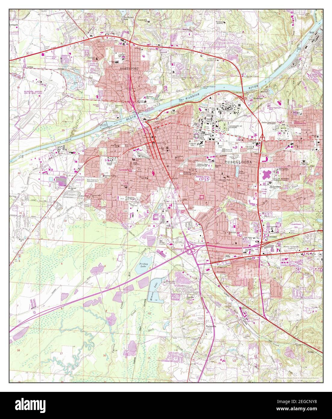 Tuscaloosa, Alabama, Karte 1971, 1:24000, Vereinigte Staaten von Amerika von Timeless Maps, Daten U.S. Geological Survey Stockfoto