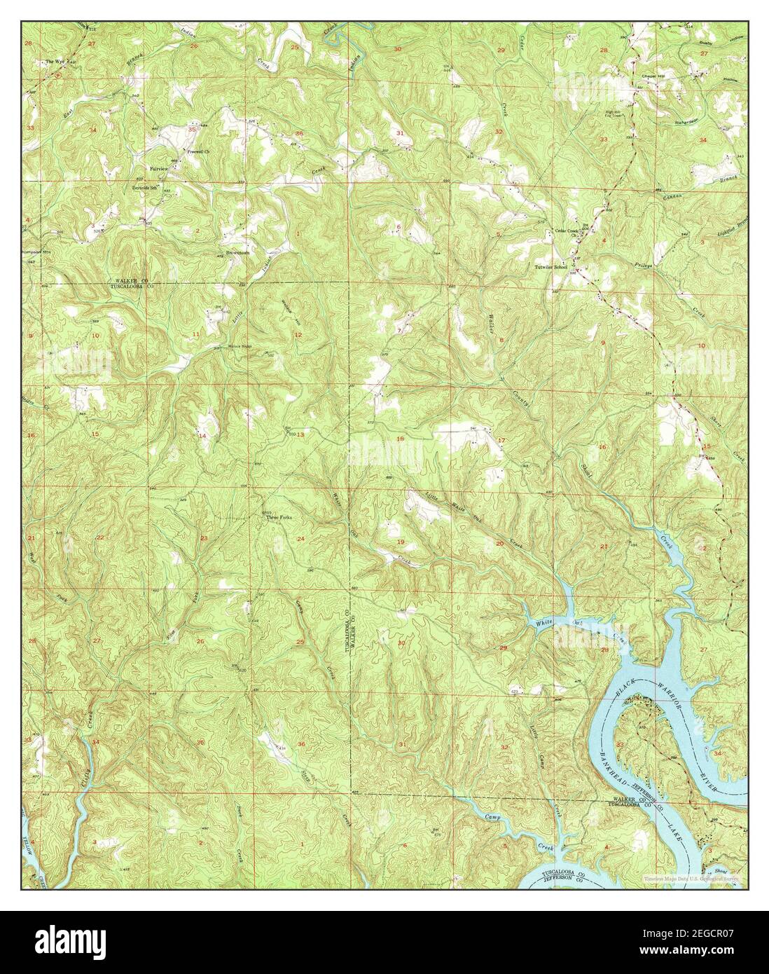 Tutwiler School, Alabama, Karte 1949, 1:24000, Vereinigte Staaten von Amerika von Timeless Maps, Daten U.S. Geological Survey Stockfoto