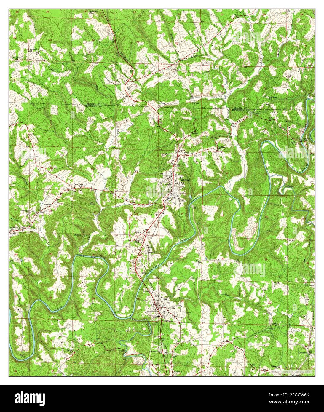 Warrior, Alabama, Karte 1951, 1:24000, Vereinigte Staaten von Amerika von Timeless Maps, Daten U.S. Geological Survey Stockfoto