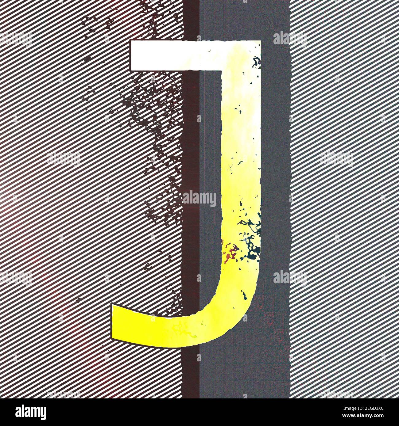 Quadratische Grafik mit dem Großbuchstaben J als Großbuchstaben Stockfoto