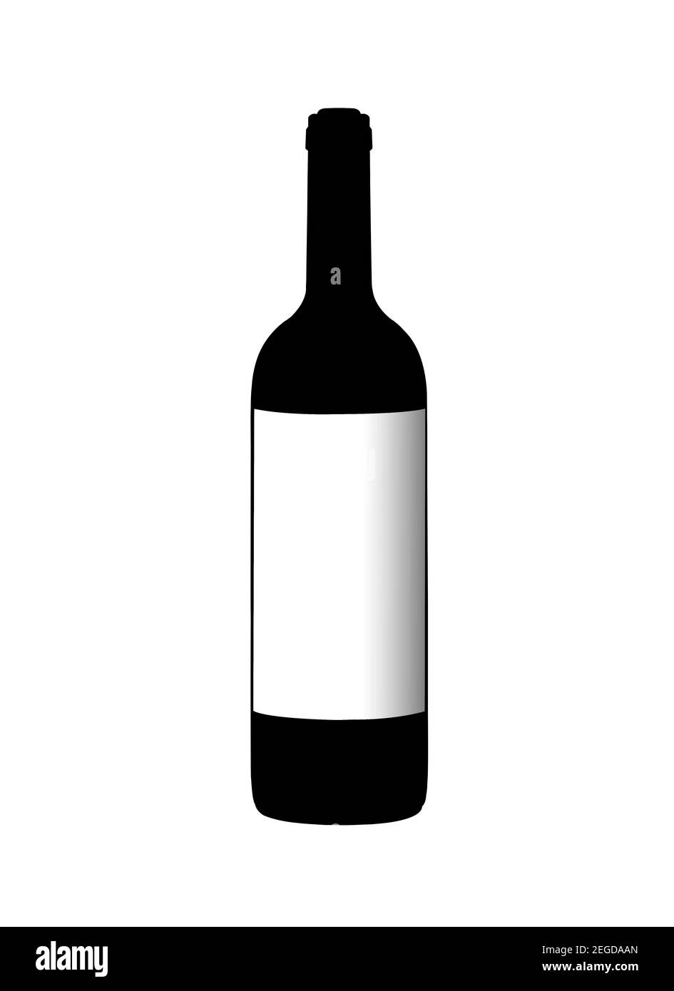Klassische Flasche Rot-, Weiß- oder Roséwein. Glasflaschenschemata mit Etiketten und Reflexionen. Stockfoto