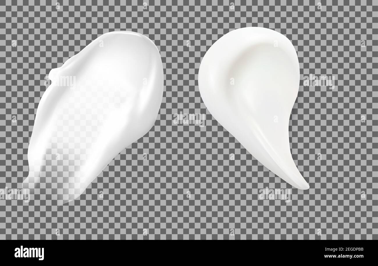 Kosmetische Creme Abstrich. Texturstrich. Realistischer Schaum, Lotion Feuchtigkeitscreme Splash Watch. Vector Mockup von Seife, Rasierschaum oder Sonnencreme Balsam blob e Stock Vektor