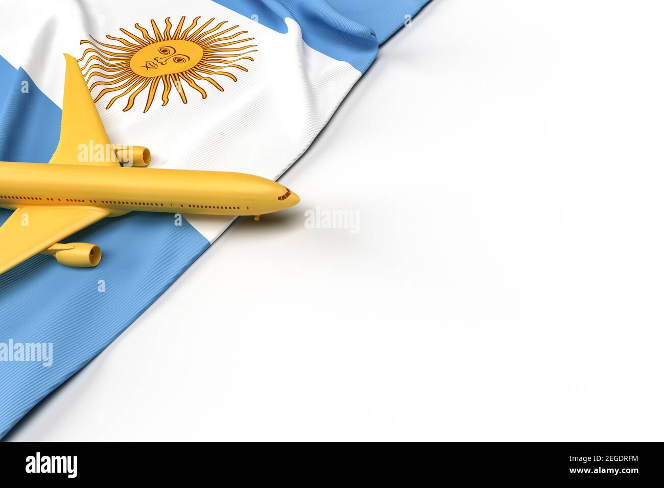 Passagierflugzeug und Flagge der Argentinischen Republik. 3D Abbildung Stockfoto
