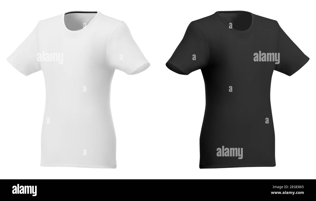 Vektor-Polo-Vorlage. Kurzarm Shirt Mockup 3D realistisches Design. T-Shirt mit Rundhalsausschnitt und Promotion-Motiv. Mode Sportswear Bekleidung in schwarz und Stock Vektor