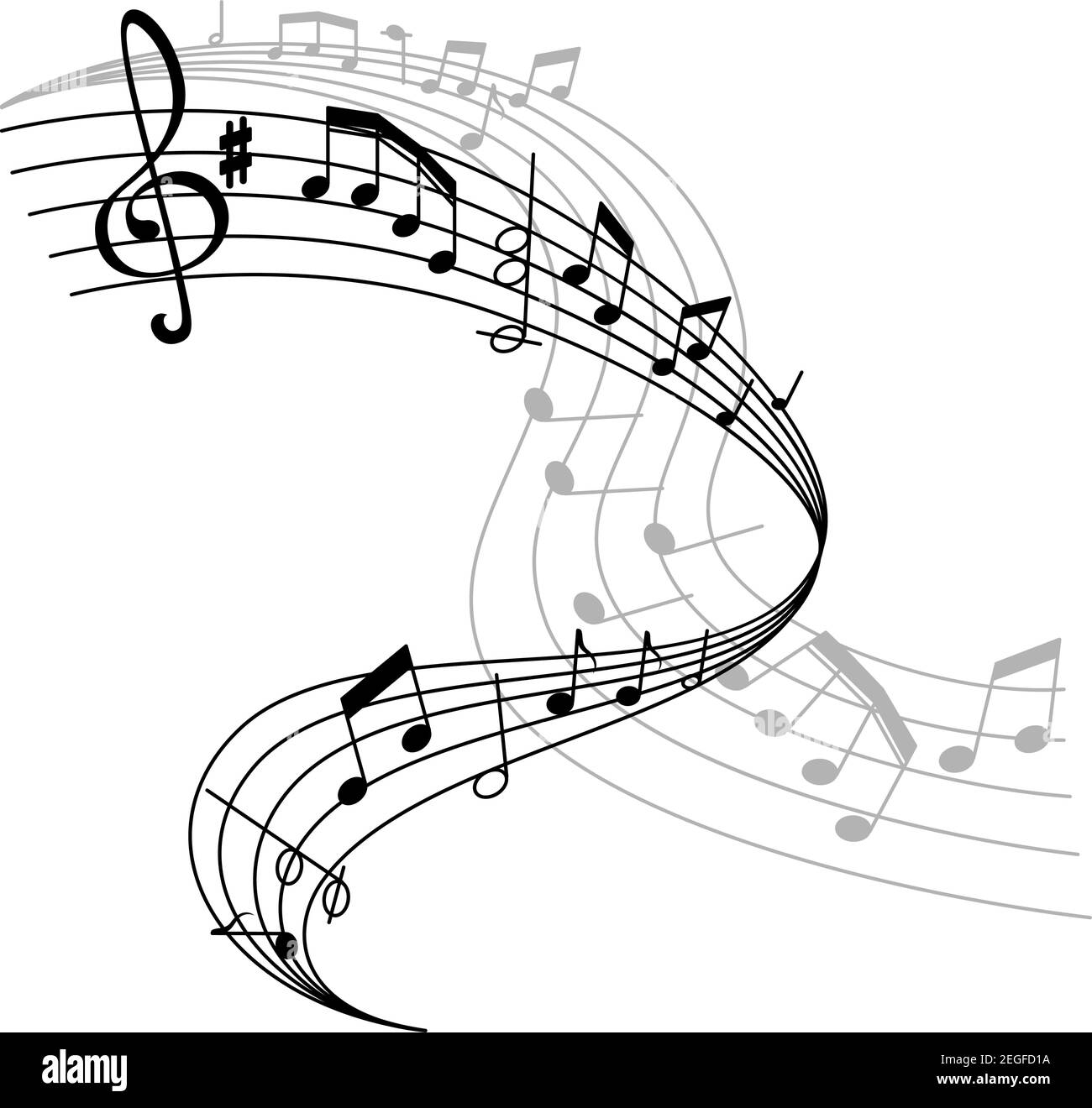 Musikstab oder Musikstave Symbol der Noten und Schlüssel für Musikkonzert. Vektor-Poster-Design von Noten auf Mitarbeiter für Jazz-Nacht oder klassische oper Stock Vektor