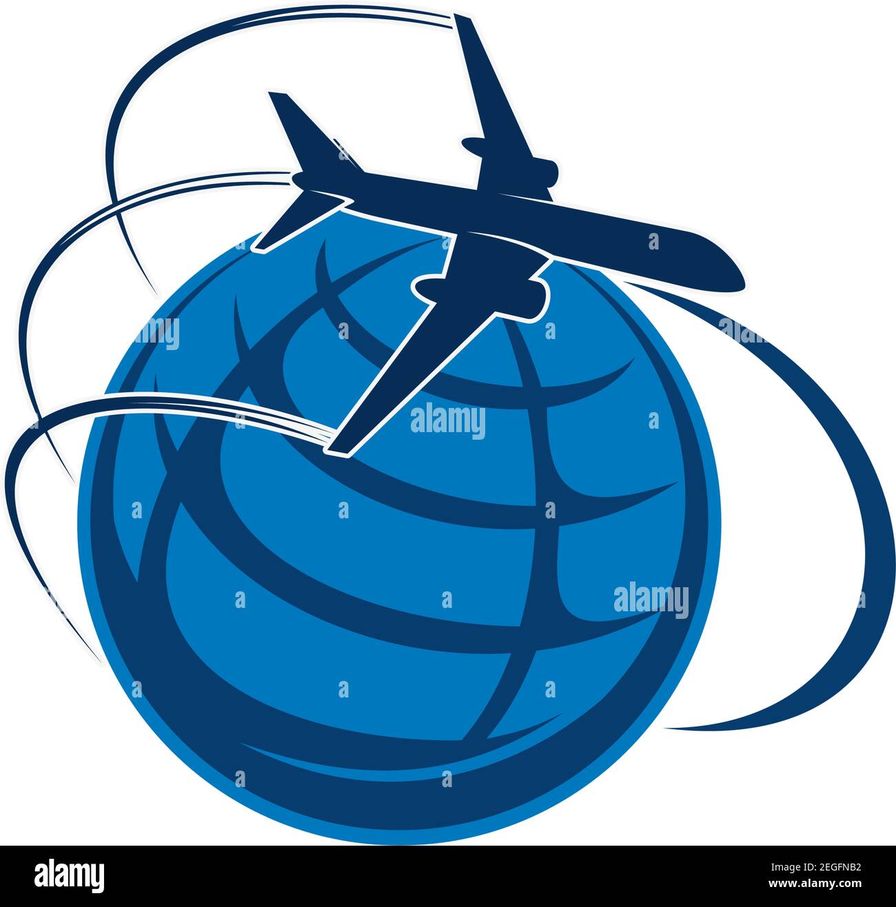 Flugzeug rund um den Globus fliegen Icon Vorlage für Reisebüro oder Transport-und Post-Logistik-Unternehmen. Vector isoliertes Design von Aircra Stock Vektor