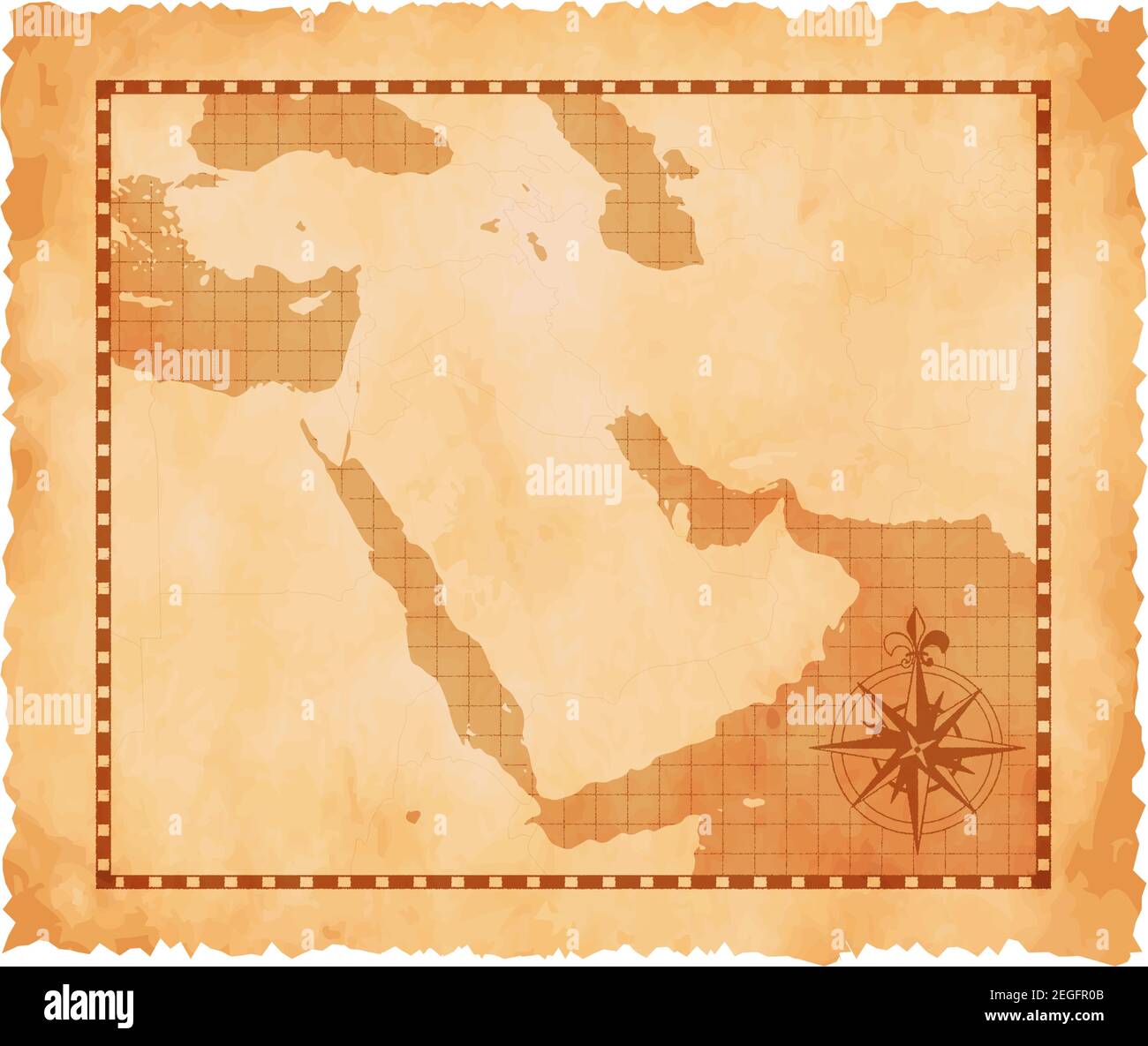 Alter Jahrgang mittlerer Osten (westasien) Kartenvektordarstellung Stock Vektor