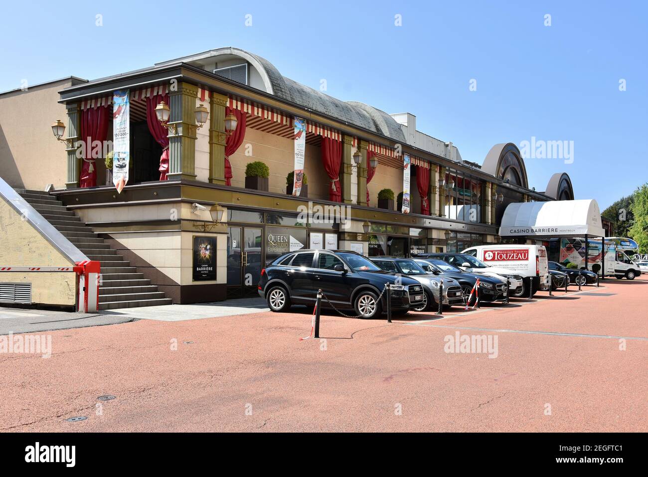 Montreux, Schweiz- 24. August 2019. Montreux Blick auf das Stadtzentrum, Schweiz. Casino Barriere. Stockfoto