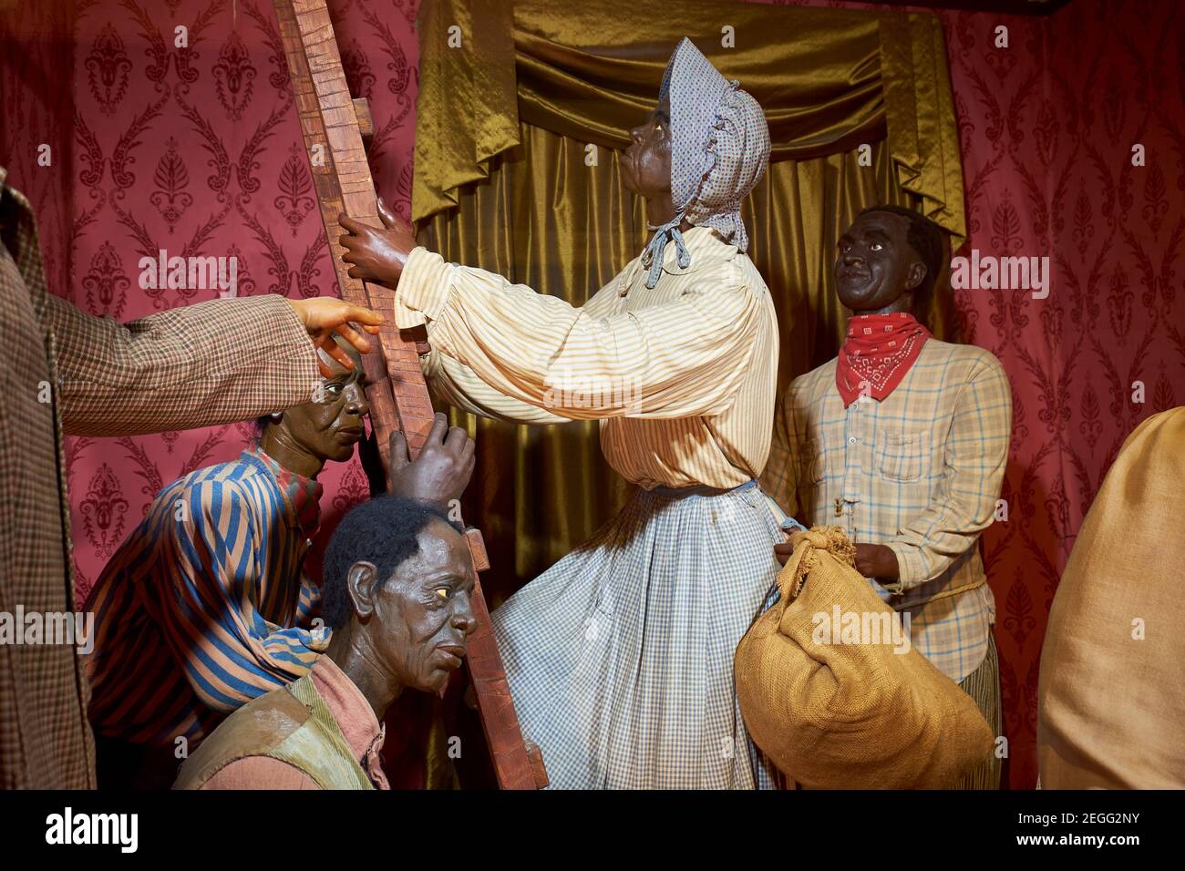 Diorama-Schild: Die U-Bahn. Im John Brown Wax Museum in Harpers Ferry, West Virginia. Stockfoto