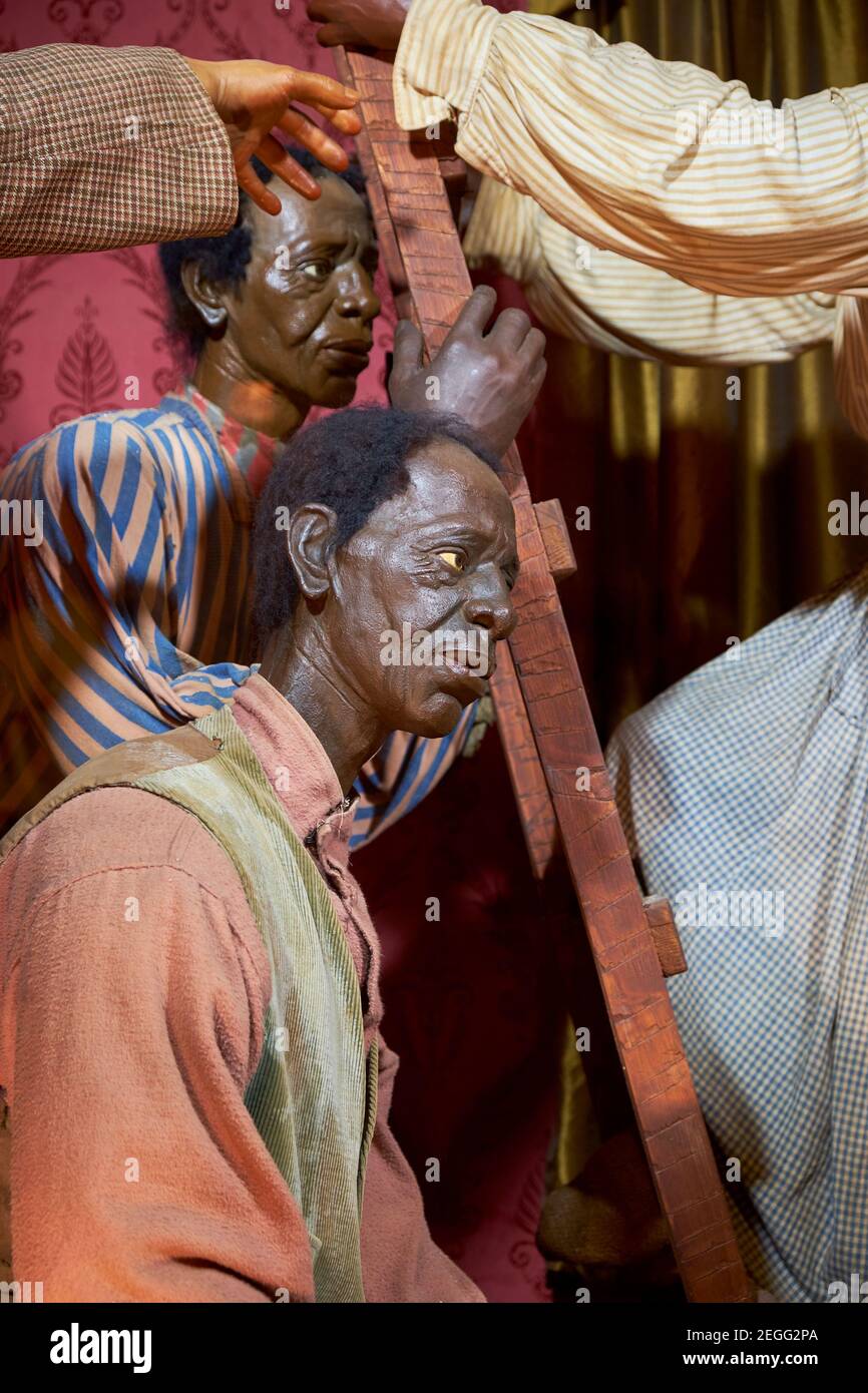 Diorama-Schild: Die U-Bahn. Im John Brown Wax Museum in Harpers Ferry, West Virginia. Stockfoto