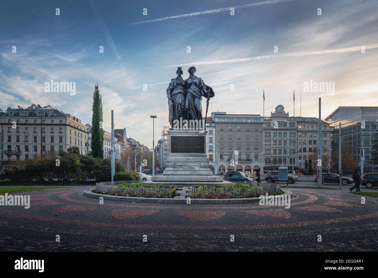 Nationaldenkmal Jardin Anglais - Genf, Schweiz Stockfoto