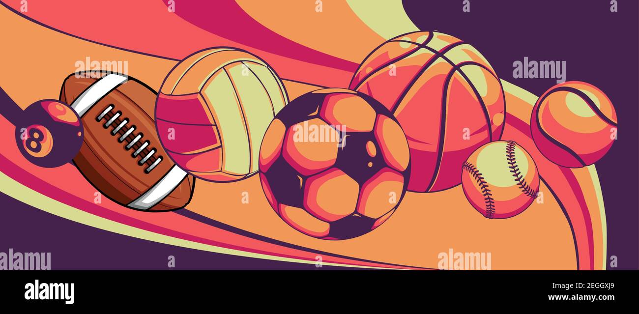 Sportballe Auf Farbigem Hintergrund Vektorgrafik Stock Vektorgrafik Alamy