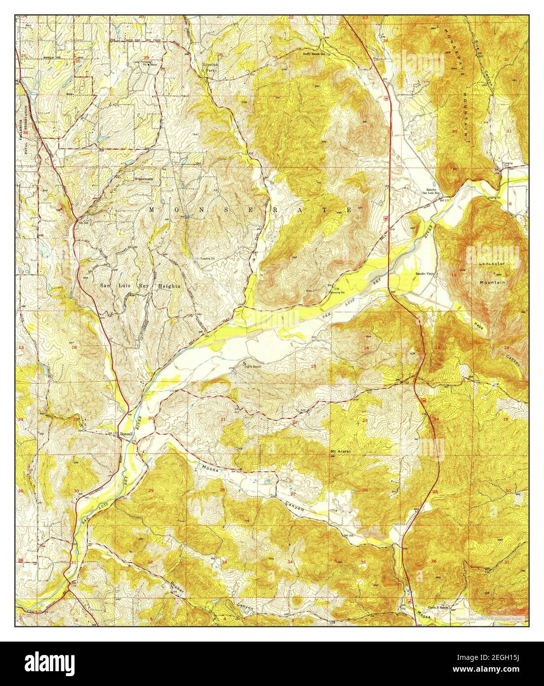 Bonsall, California, Karte 1949, 1:24000, Vereinigte Staaten von Amerika von Timeless Maps, Daten U.S. Geological Survey Stockfoto