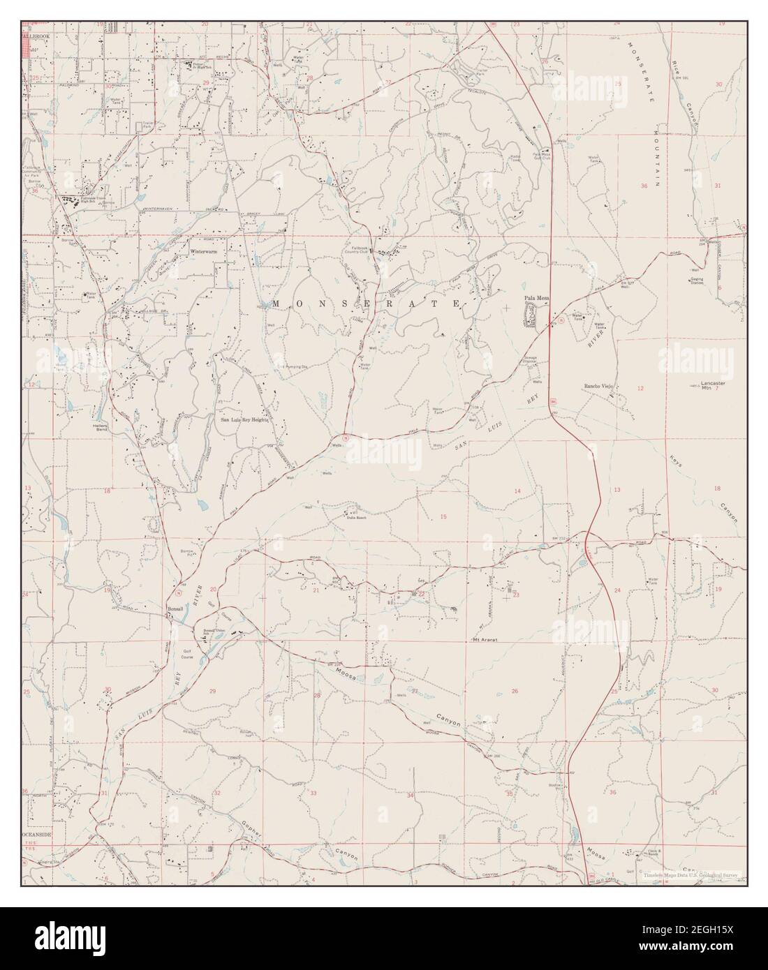 Bonsall, California, Karte 1968, 1:24000, Vereinigte Staaten von Amerika von Timeless Maps, Daten U.S. Geological Survey Stockfoto