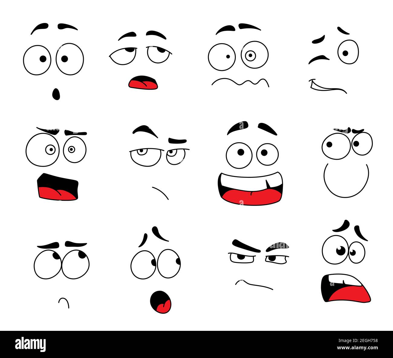 Smile Emoticons und Emoji Faces Icon Set für Chat oder Social Web Anwendung. Vektor-Linie Design isoliert Satz von Smiles emoji Comic-Ausdrücke zu gewinnen Stock Vektor