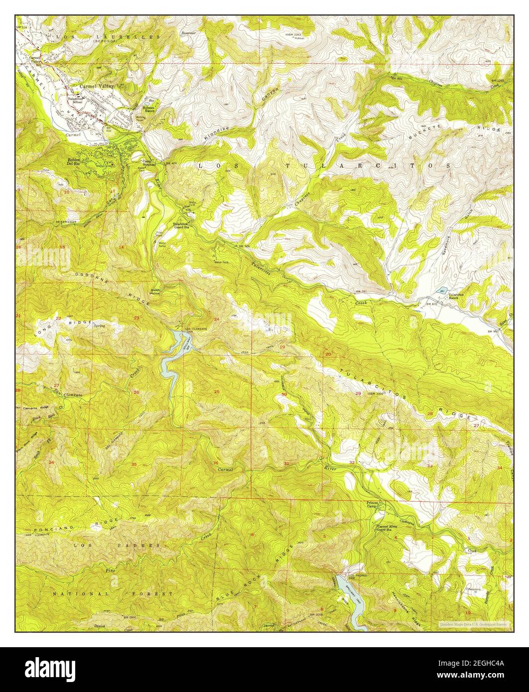 Carmel Valley, California, Karte 1956, 1:24000, Vereinigte Staaten von Amerika von Timeless Maps, Daten U.S. Geological Survey Stockfoto