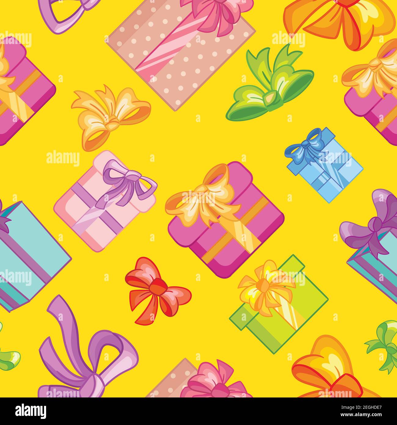 Nahtlose Vektor-Muster, Party-Konzept. Cute einfache bunte Voreinstellungen auf weißem Hintergrund isoliert. Farbenfrohe Illustration. Für Print, T-Shirt, Design, w Stock Vektor