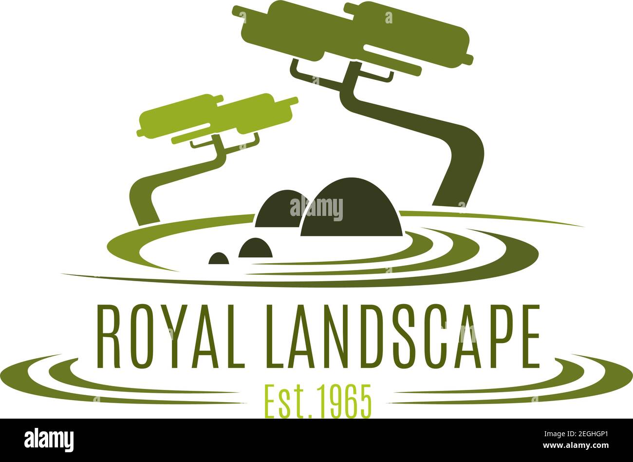 Landschaftsdesign Unternehmen oder grüne Landschaftsgestaltung Studio Icon Vorlage. Vektor Symbol der grünen Bäume in Waldpark oder Wälder für königlichen Gartenbau ein Stock Vektor