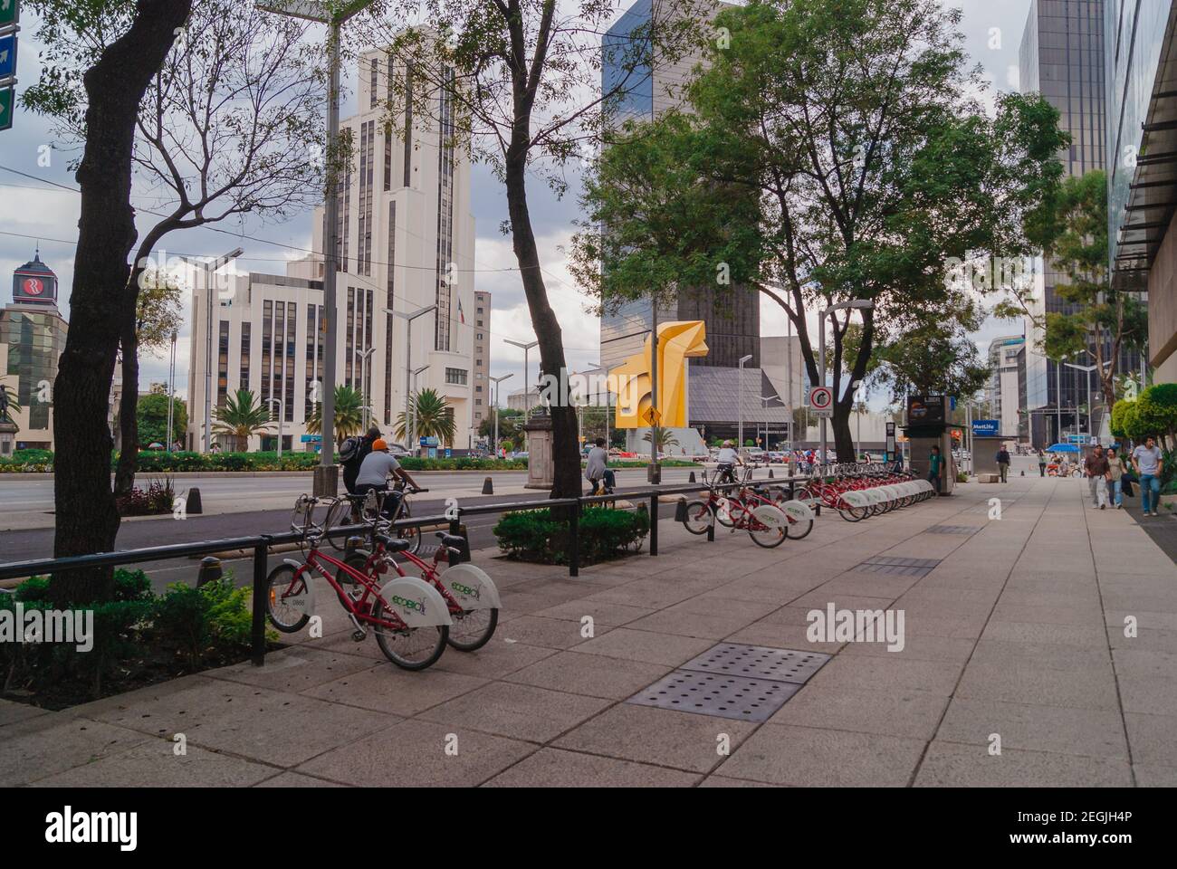 Mexiko, Mexiko-Stadt, 26. August 2012, Blick auf die ecobici in der Stadt mexiko eine ökologische Art und Weise zu umgehen Stockfoto