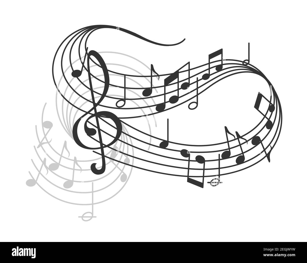Musikplakat des Musikpersonals oder Notenstaten und Schlüssel. Vektor-Design von musikalischen Noten auf Mitarbeiter für Jazz-Nacht oder klassische Oper Konzert und Ork Stock Vektor