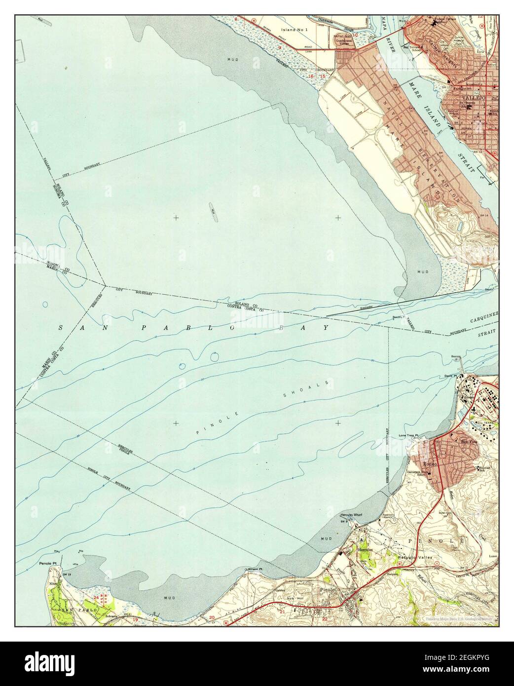 Mare Island, California, Karte 1951, 1:24000, Vereinigte Staaten von Amerika von Timeless Maps, Daten U.S. Geological Survey Stockfoto