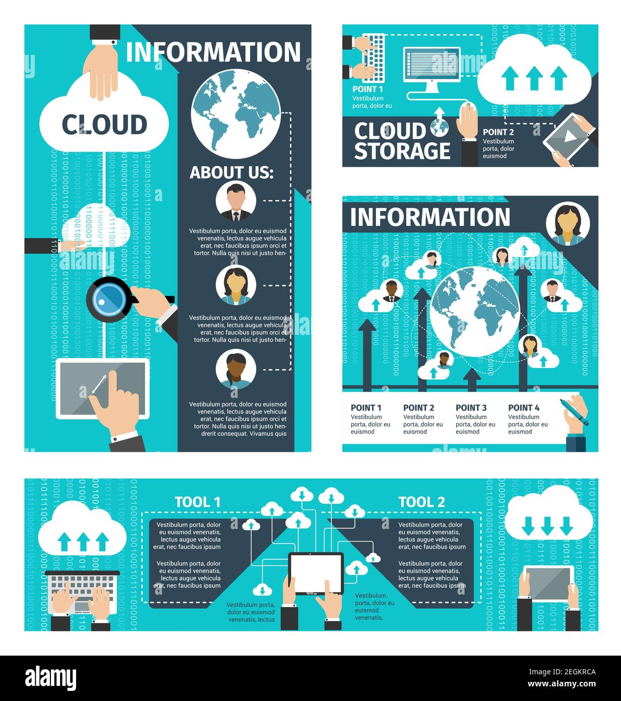 Infografik-Vektor über Cloud-Technologien. Konzept von Computer und ...
