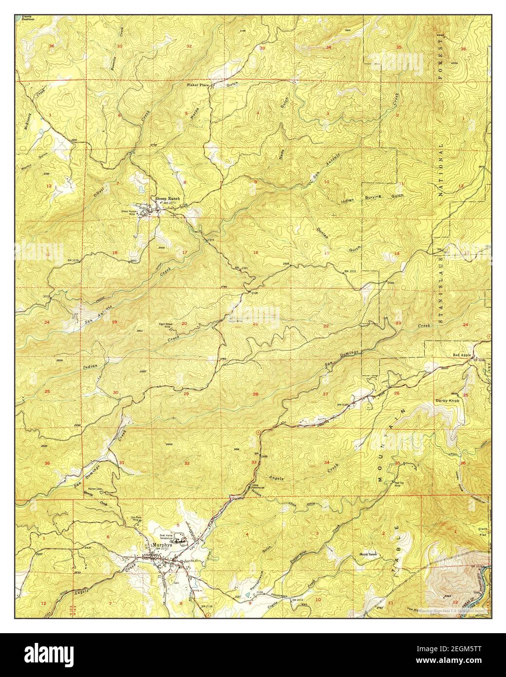 Murphys, California, Karte 1949, 1:24000, Vereinigte Staaten von Amerika von Timeless Maps, Daten U.S. Geological Survey Stockfoto