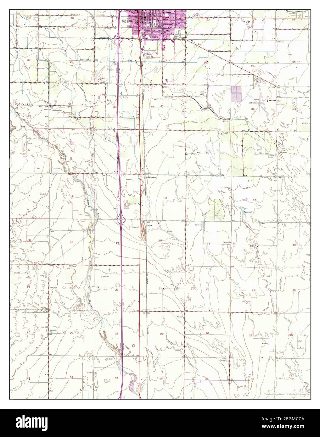 Orland, California, Karte 1951, 1:24000, Vereinigte Staaten von Amerika von Timeless Maps, Daten U.S. Geological Survey Stockfoto