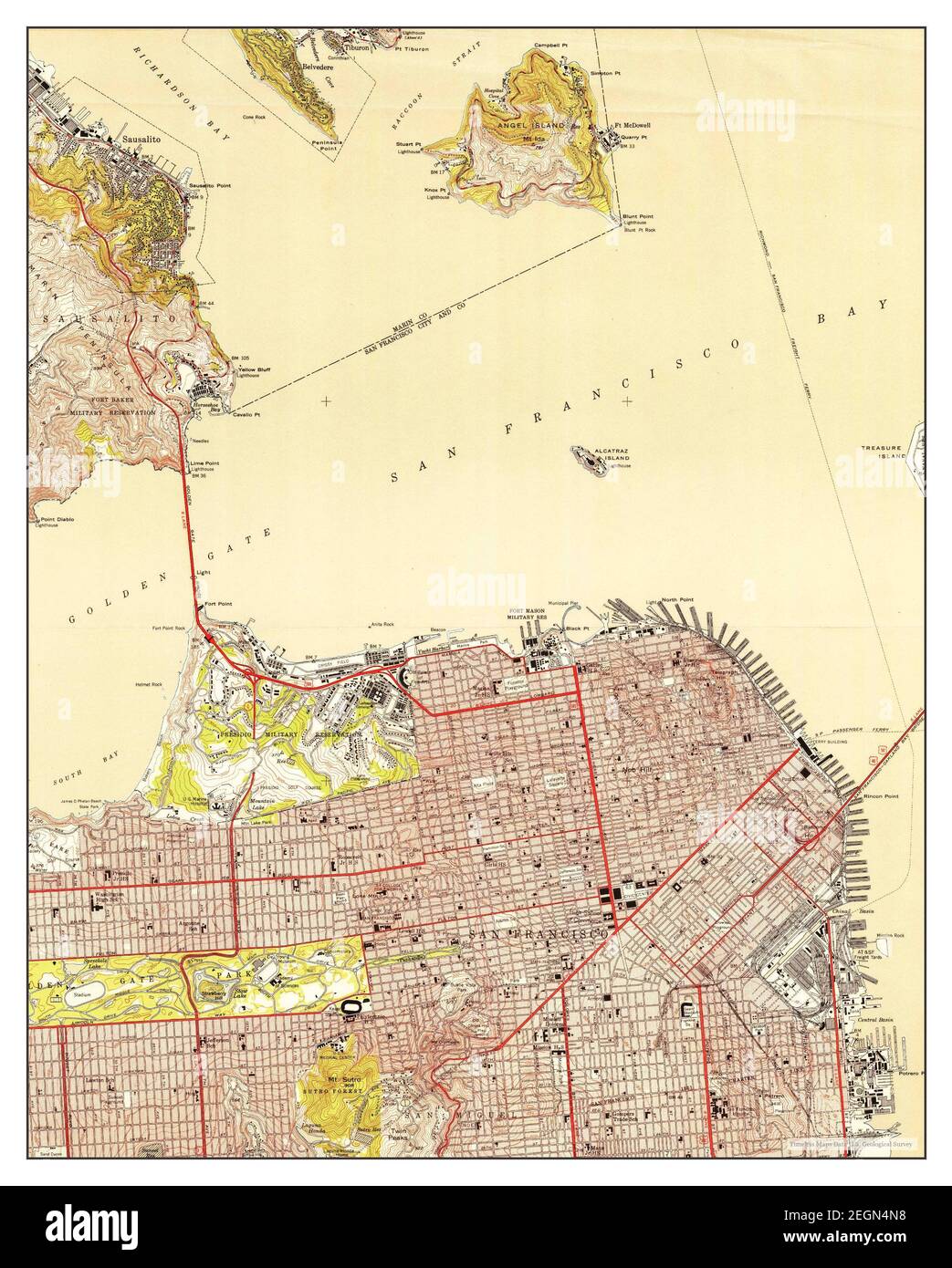 San Francisco North, California, Karte 1950, 1:24000, Vereinigte Staaten von Amerika von Timeless Maps, Daten U.S. Geological Survey Stockfoto
