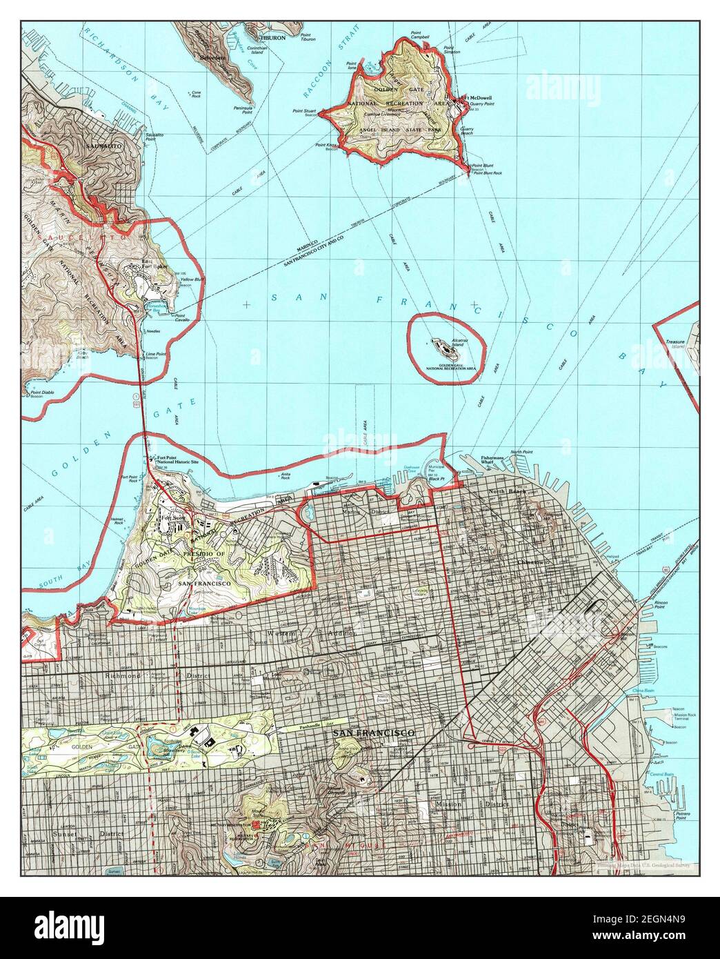 San Francisco North, California, Karte 1995, 1:24000, Vereinigte Staaten von Amerika von Timeless Maps, Daten U.S. Geological Survey Stockfoto