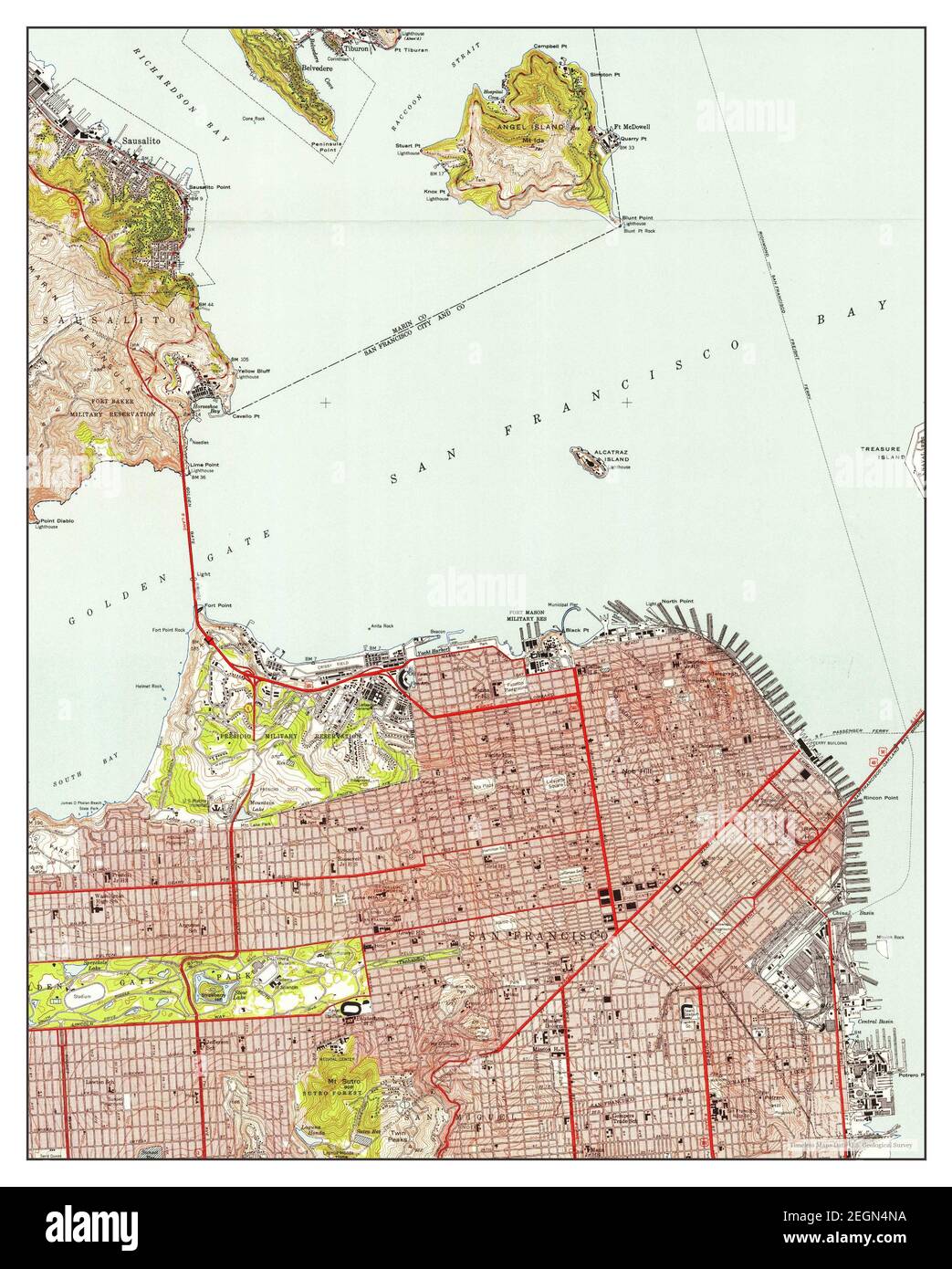 San Francisco North, California, Karte 1947, 1:24000, Vereinigte Staaten von Amerika von Timeless Maps, Daten U.S. Geological Survey Stockfoto
