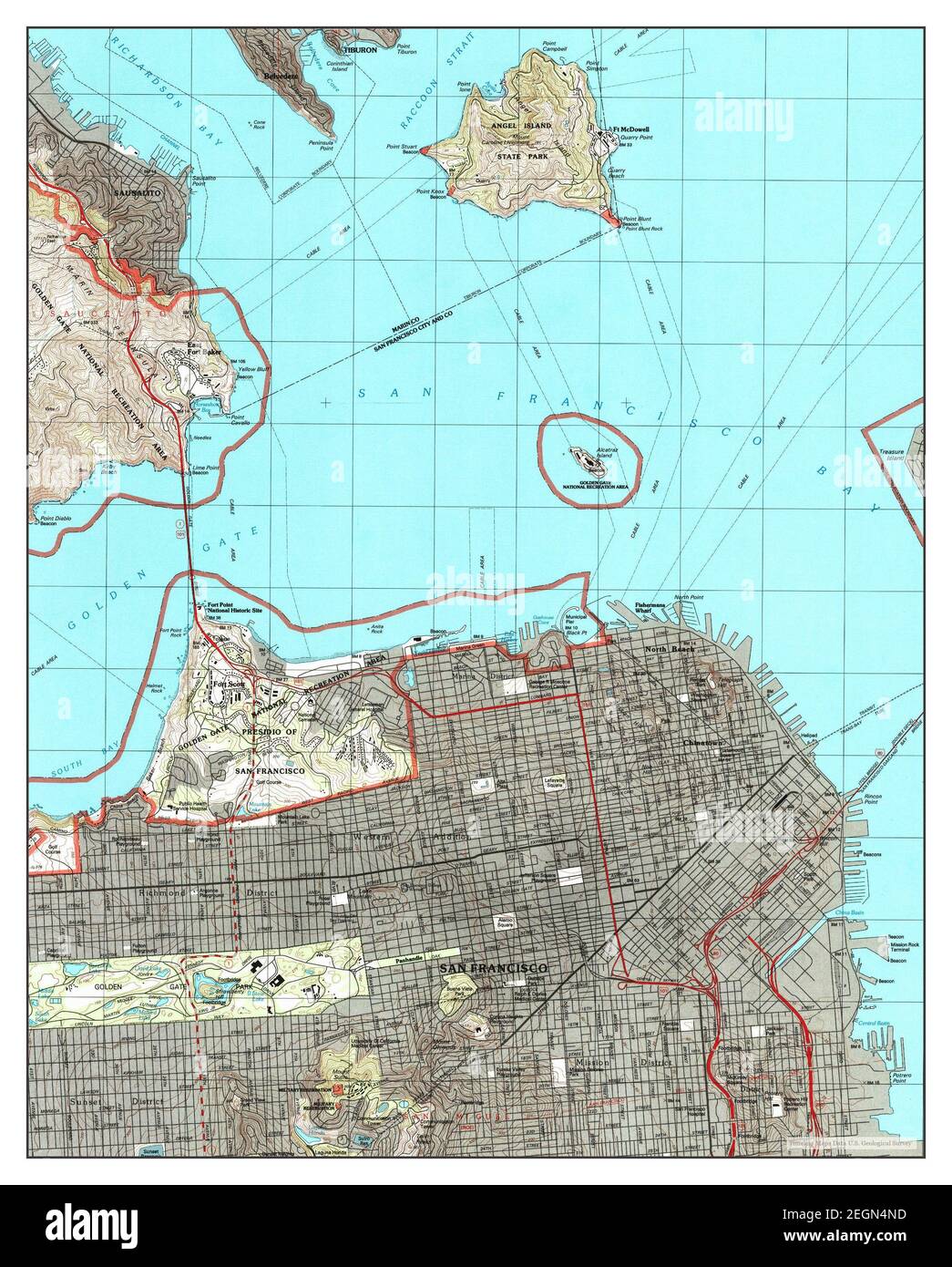 San Francisco North, California, Karte 1993, 1:24000, Vereinigte Staaten von Amerika von Timeless Maps, Daten U.S. Geological Survey Stockfoto