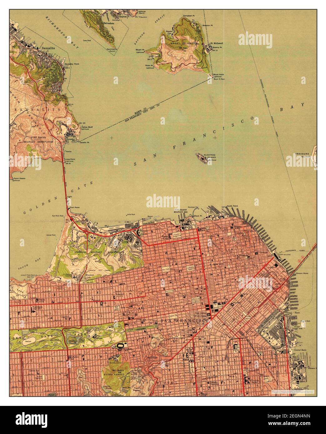 San Francisco North, California, Karte 1950, 1:24000, Vereinigte Staaten von Amerika von Timeless Maps, Daten U.S. Geological Survey Stockfoto