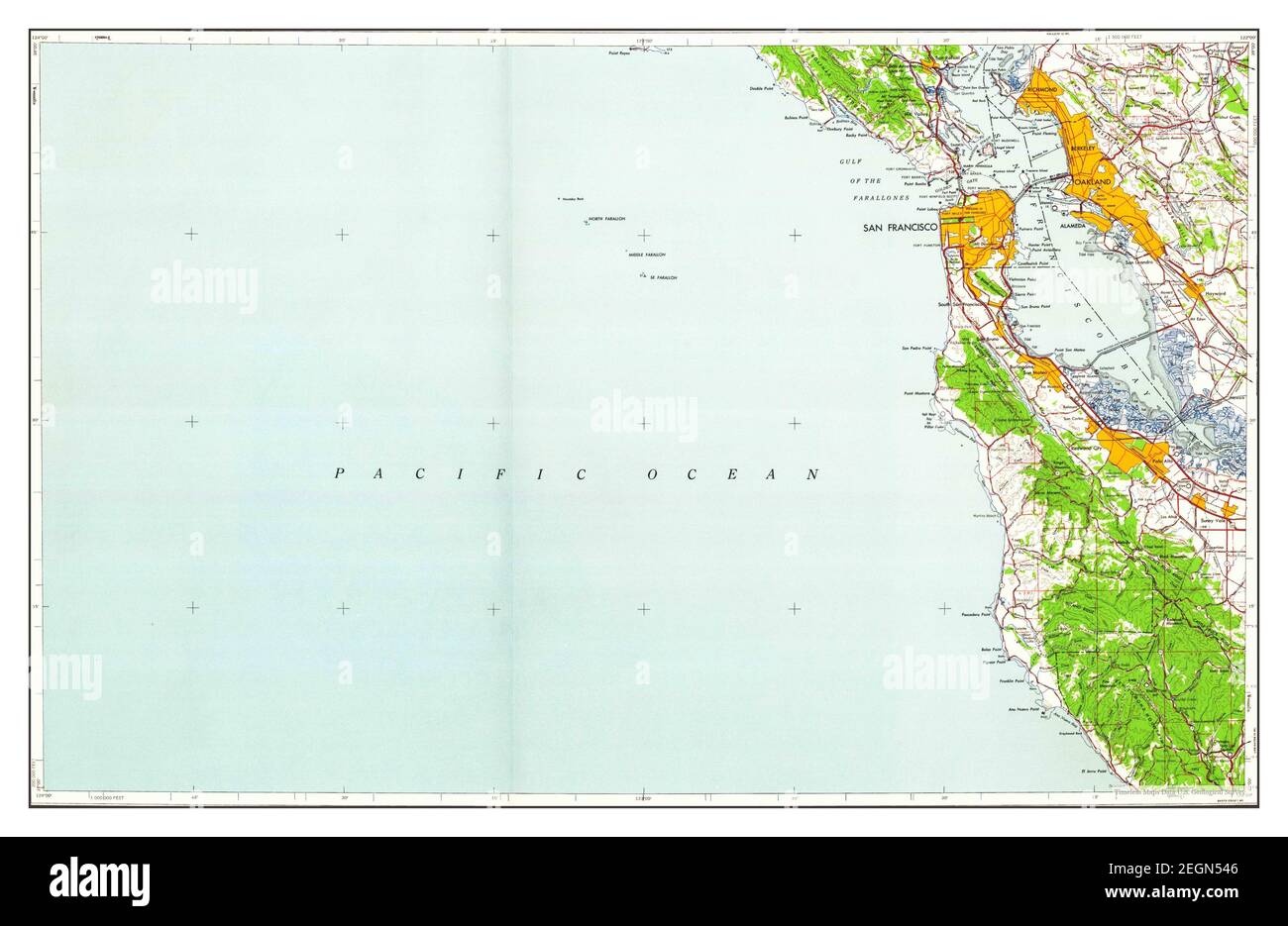 San Francisco, California, Karte 1960, 1:250000, Vereinigte Staaten von Amerika von Timeless Maps, Daten U.S. Geological Survey Stockfoto