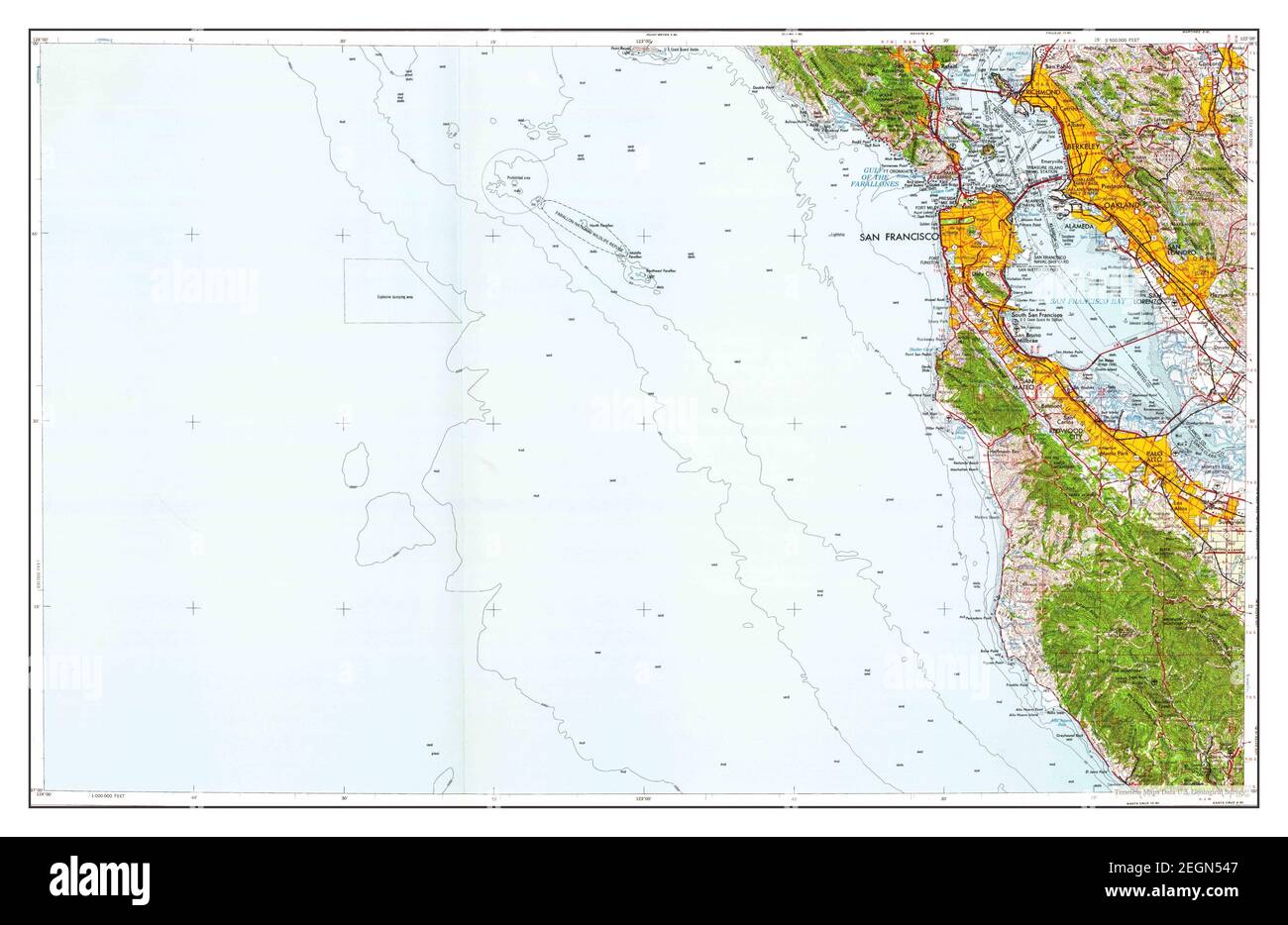 San Francisco, California, Karte 1961, 1:250000, Vereinigte Staaten von Amerika von Timeless Maps, Daten U.S. Geological Survey Stockfoto