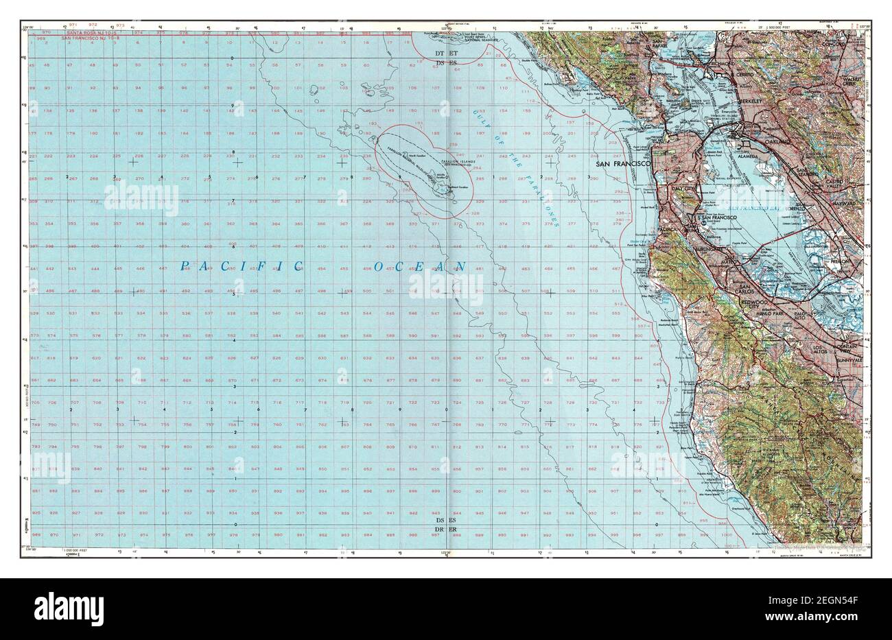San Francisco, California, Karte 1956, 1:250000, Vereinigte Staaten von Amerika von Timeless Maps, Daten U.S. Geological Survey Stockfoto