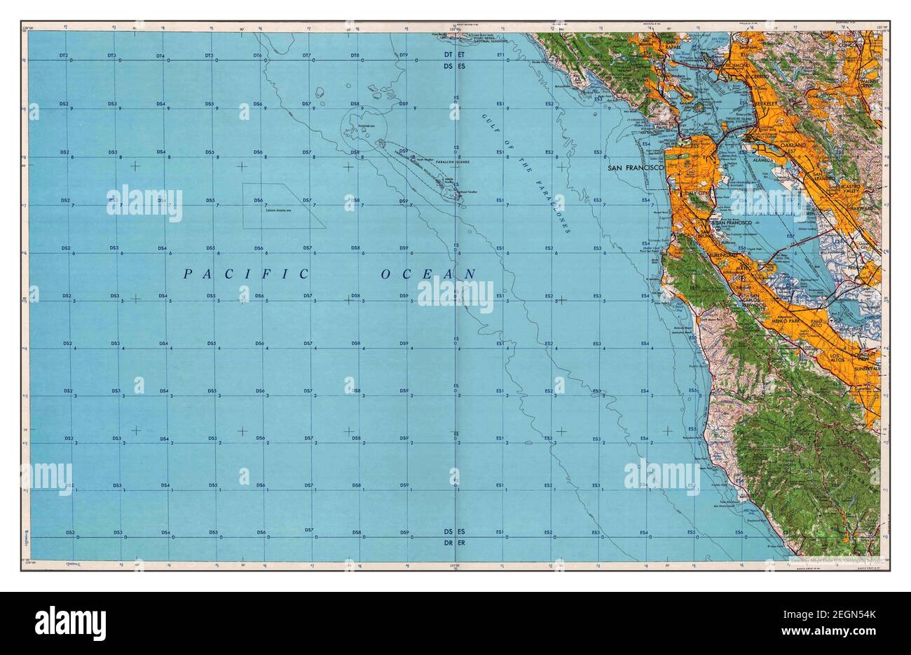 San Francisco, California, Karte 1971, 1:250000, Vereinigte Staaten von Amerika von Timeless Maps, Daten U.S. Geological Survey Stockfoto