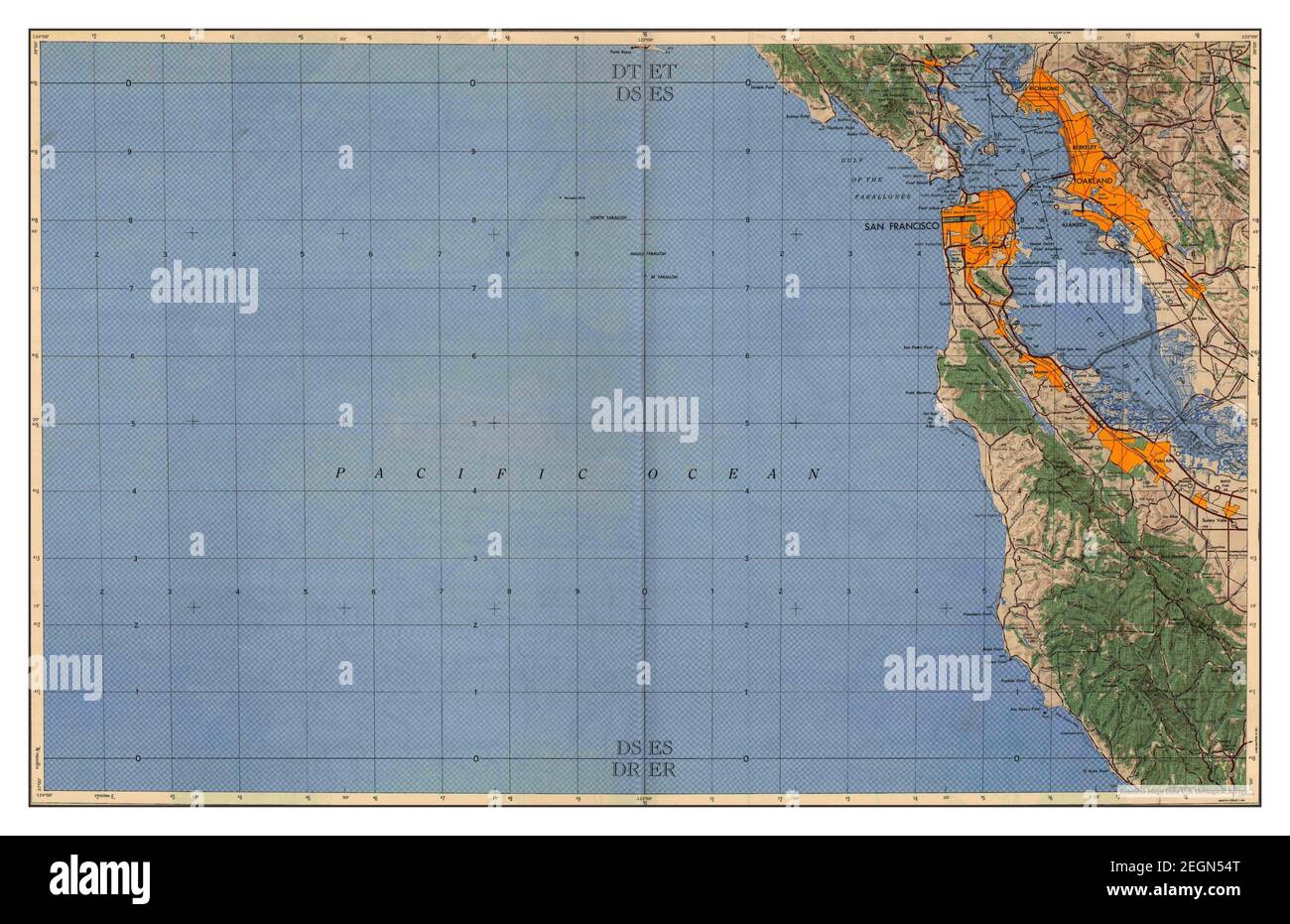 San Francisco, California, Karte 1955, 1:250000, Vereinigte Staaten von Amerika von Timeless Maps, Daten U.S. Geological Survey Stockfoto