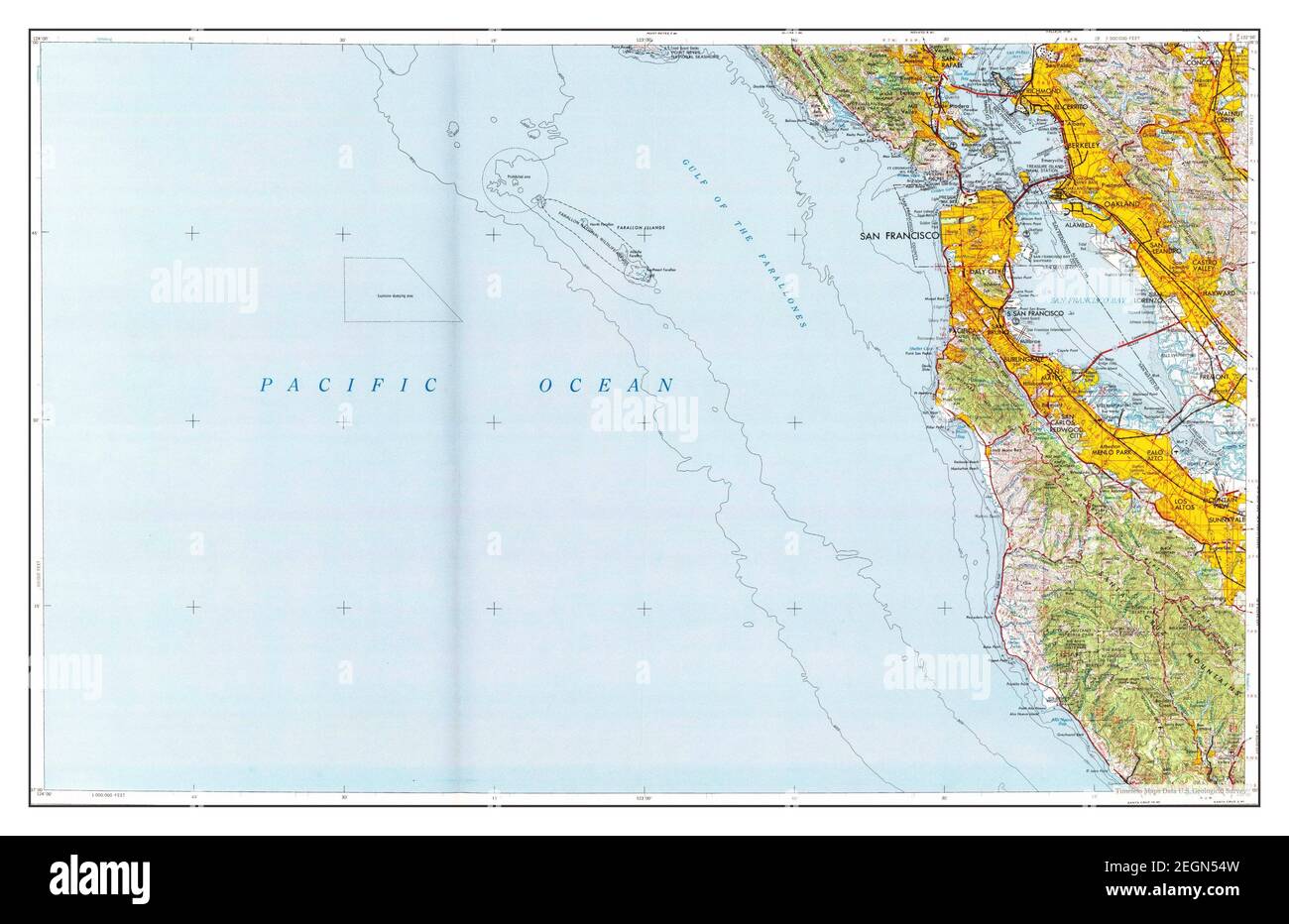 San Francisco, California, Karte 1956, 1:250000, Vereinigte Staaten von Amerika von Timeless Maps, Daten U.S. Geological Survey Stockfoto