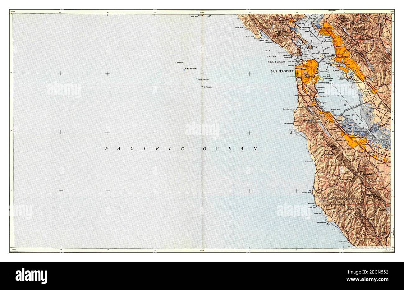 San Francisco, California, Karte 1948, 1:250000, Vereinigte Staaten von Amerika von Timeless Maps, Daten U.S. Geological Survey Stockfoto