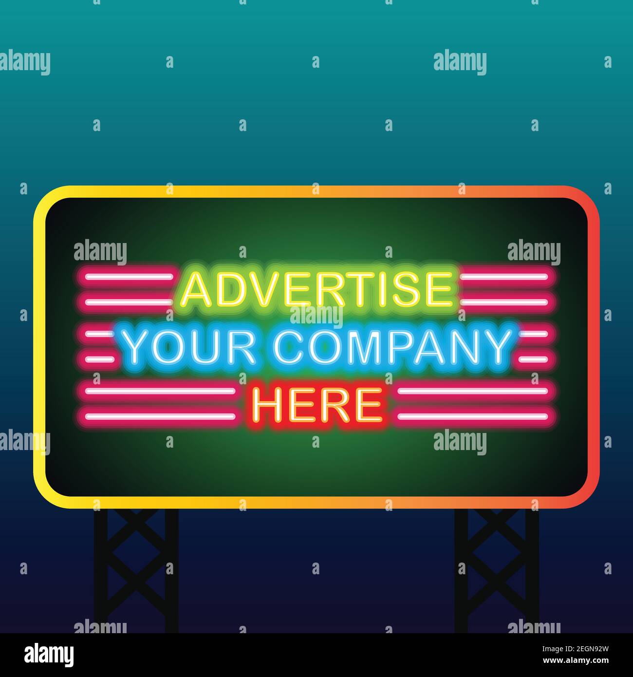 Plakatwand für Außenwerbung Leuchtkasten Neonschild. vektor-Illustration Stock Vektor