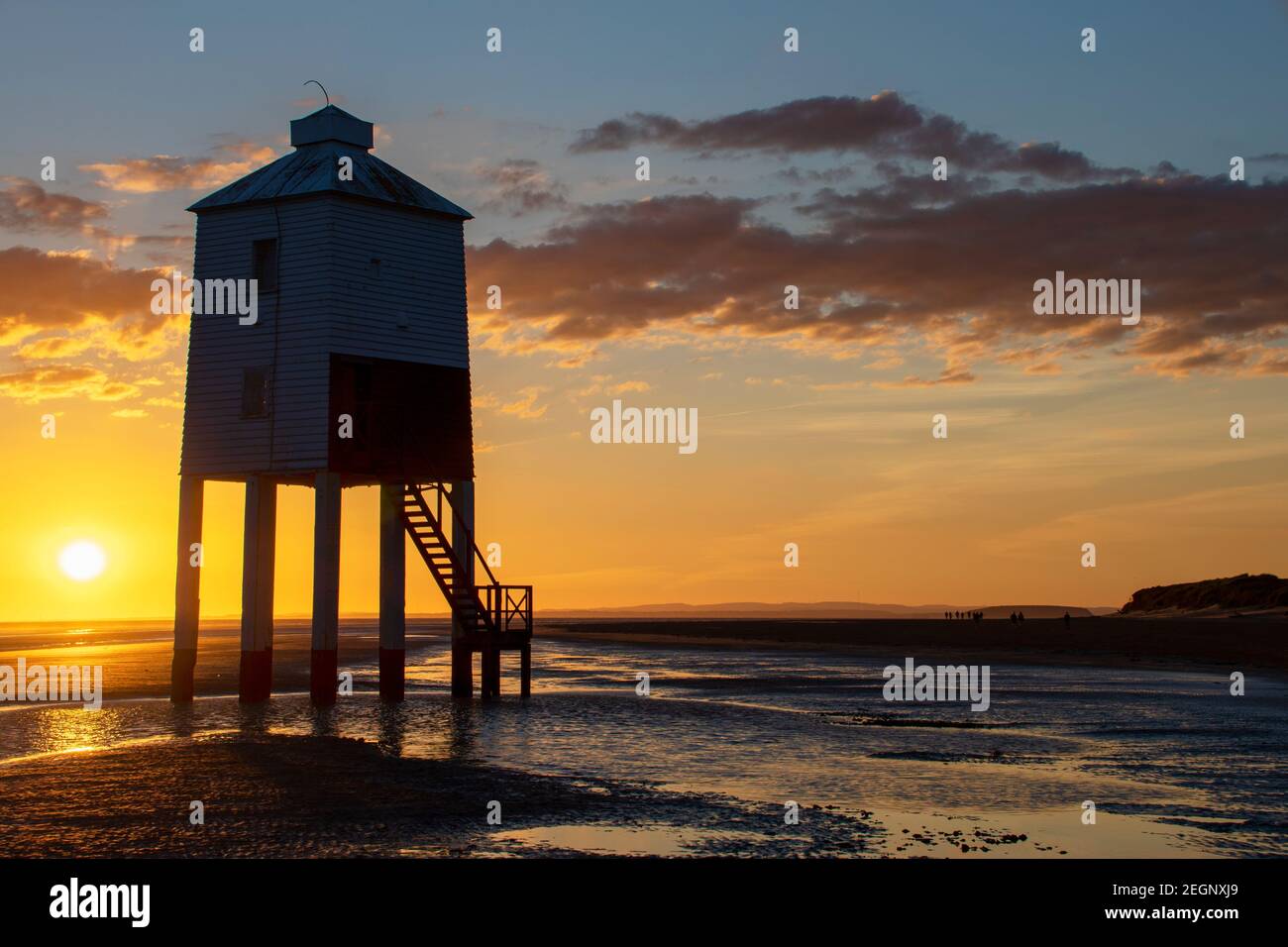 Der Low Lighthouse ist einer von drei Leuchttürmen in Burnham-on-Sea, Somerset, England Stockfoto