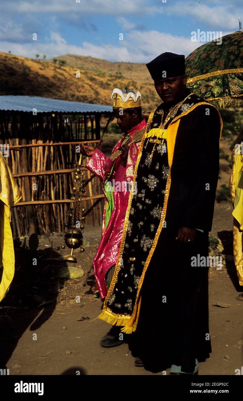 Timkat (äthiopische orthodoxe Epiphanie) Zeremonie in Äthiopien. Stockfoto