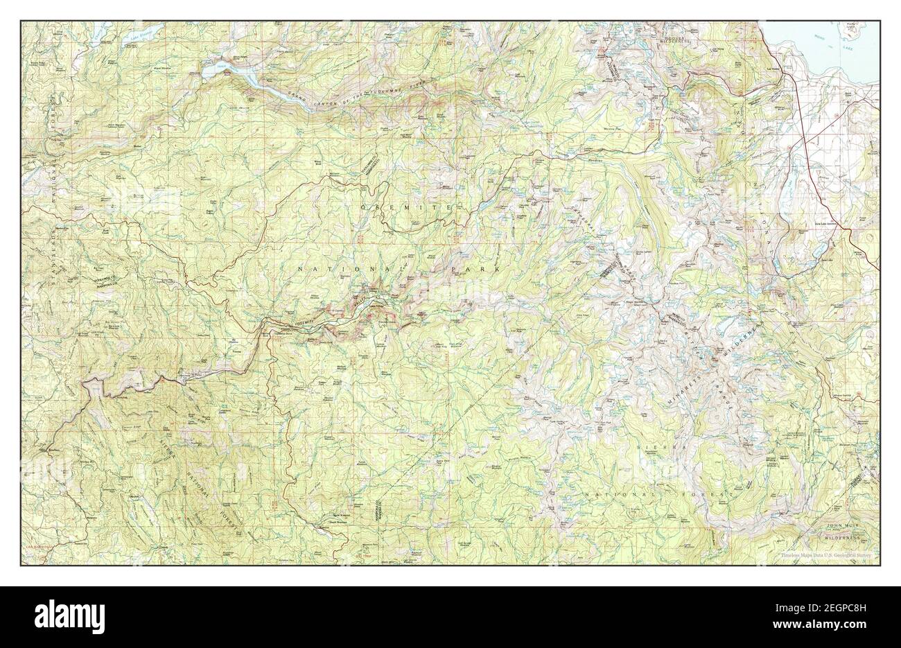 Yosemite Valley, California, Karte 1976, 1:100000, Vereinigte Staaten von Amerika von Timeless Maps, Daten U.S. Geological Survey Stockfoto