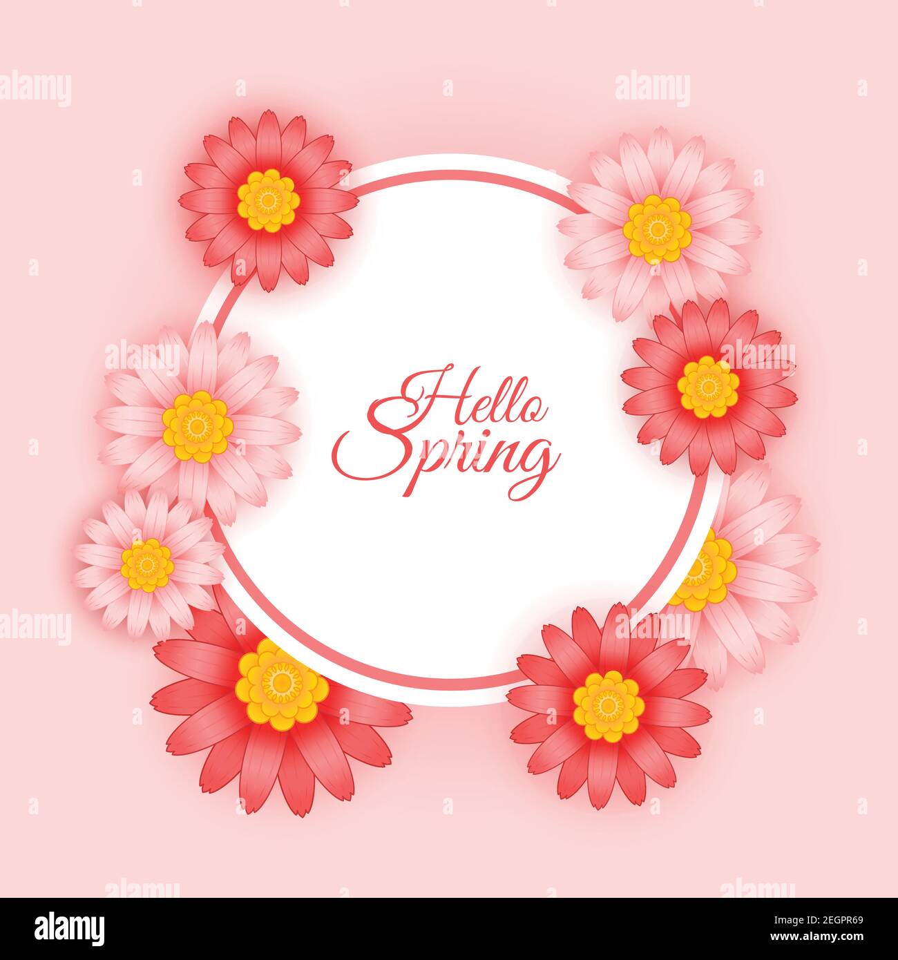 hallo Frühling mit schönen Blumen, rosa Thema Illustration Vektor, zusätzliches Bild kann Schicht für Schicht EPS 10 bearbeitet werden Stock Vektor