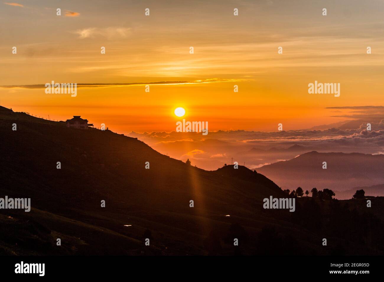 Verschiedene Ansichten von einem Monsun Sonnenuntergang, Himachal Stockfoto