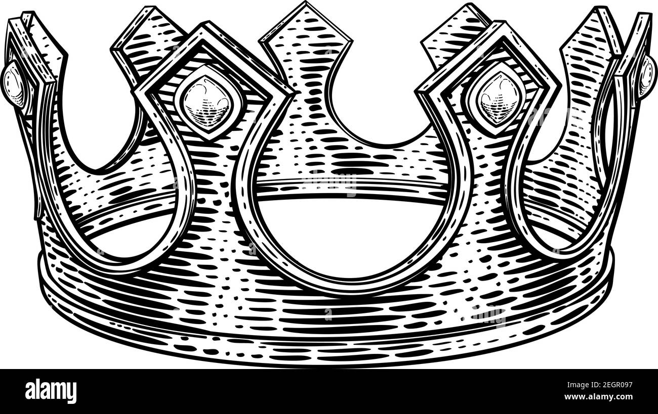 King Royal Crown Vintage Retro Style Illustration Stock Vektor